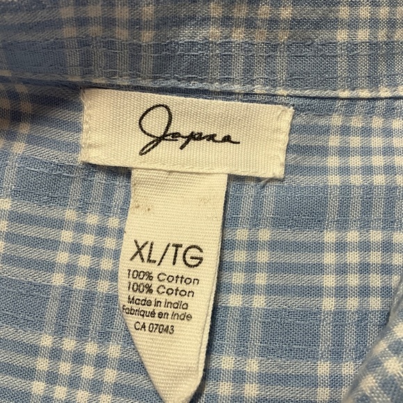 JAPNA 100% Cotton Plaid Short Sleeve Shirt Dress Button Front Hi-Lo Hem Sz XL - Picture 4 of 7